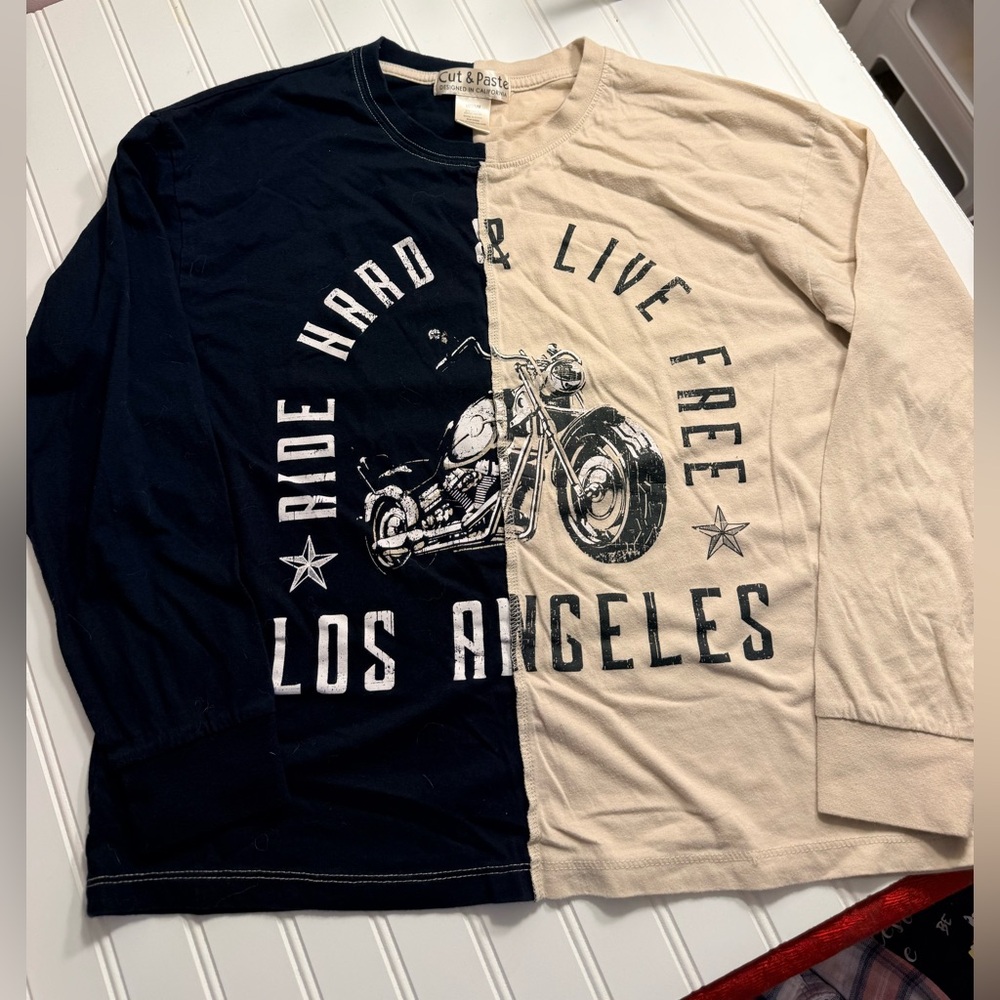 Cut & Sew Women's Long Sleeve Tee - Black and Cream